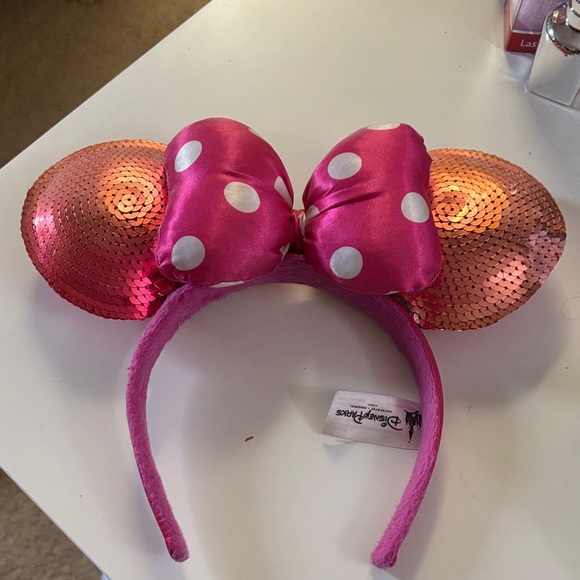 Disney Pink and Orange Minnie Mouse Ears Headband - Picture 1 of 3